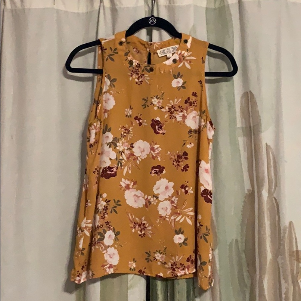 Mustard floral tank top
